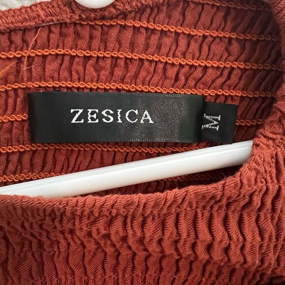 Boho A Line Dress Women‎ Medium Orange Smocked Tiered Western Stretch Ruffle - Picture 3 of 11